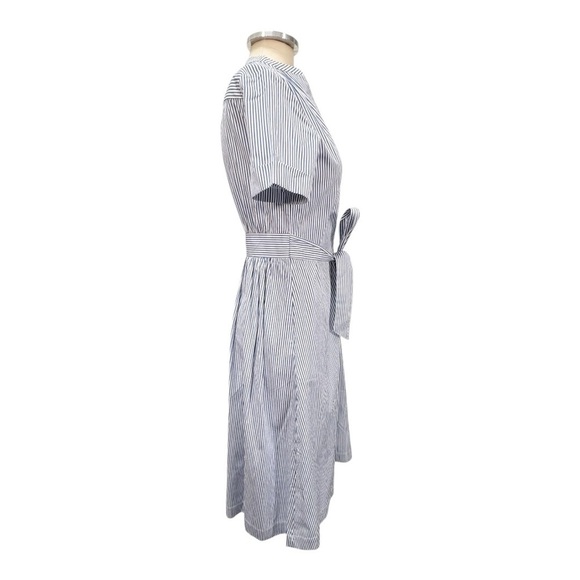 AYR The Villa Short Sleeve Belted Midi Shirt Dress Blue Stripe Size XS - Picture 3 of 11